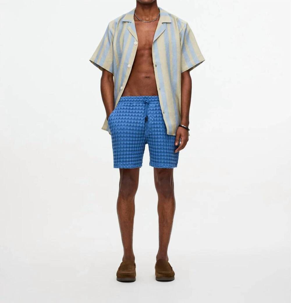 NEW OAS coronet porto waffle shorts in blue